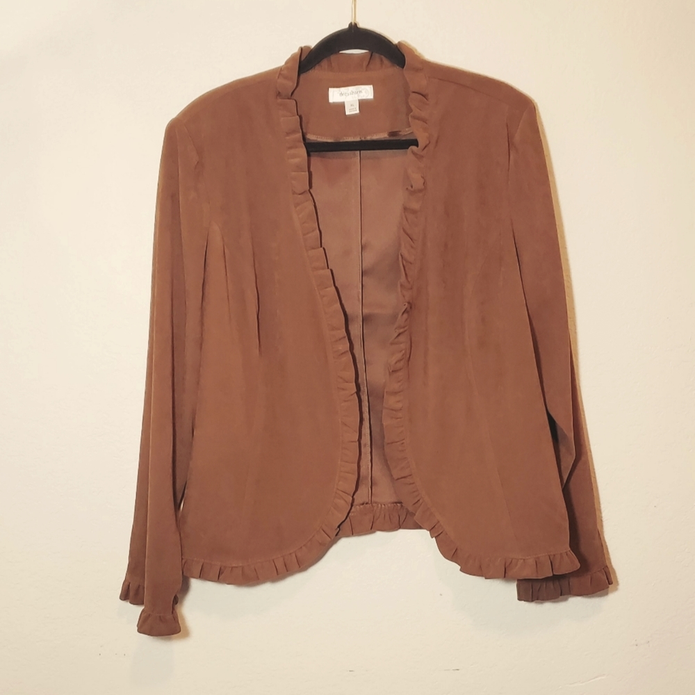 Dressbarn Open-Front Faux-Suede Cardigan
